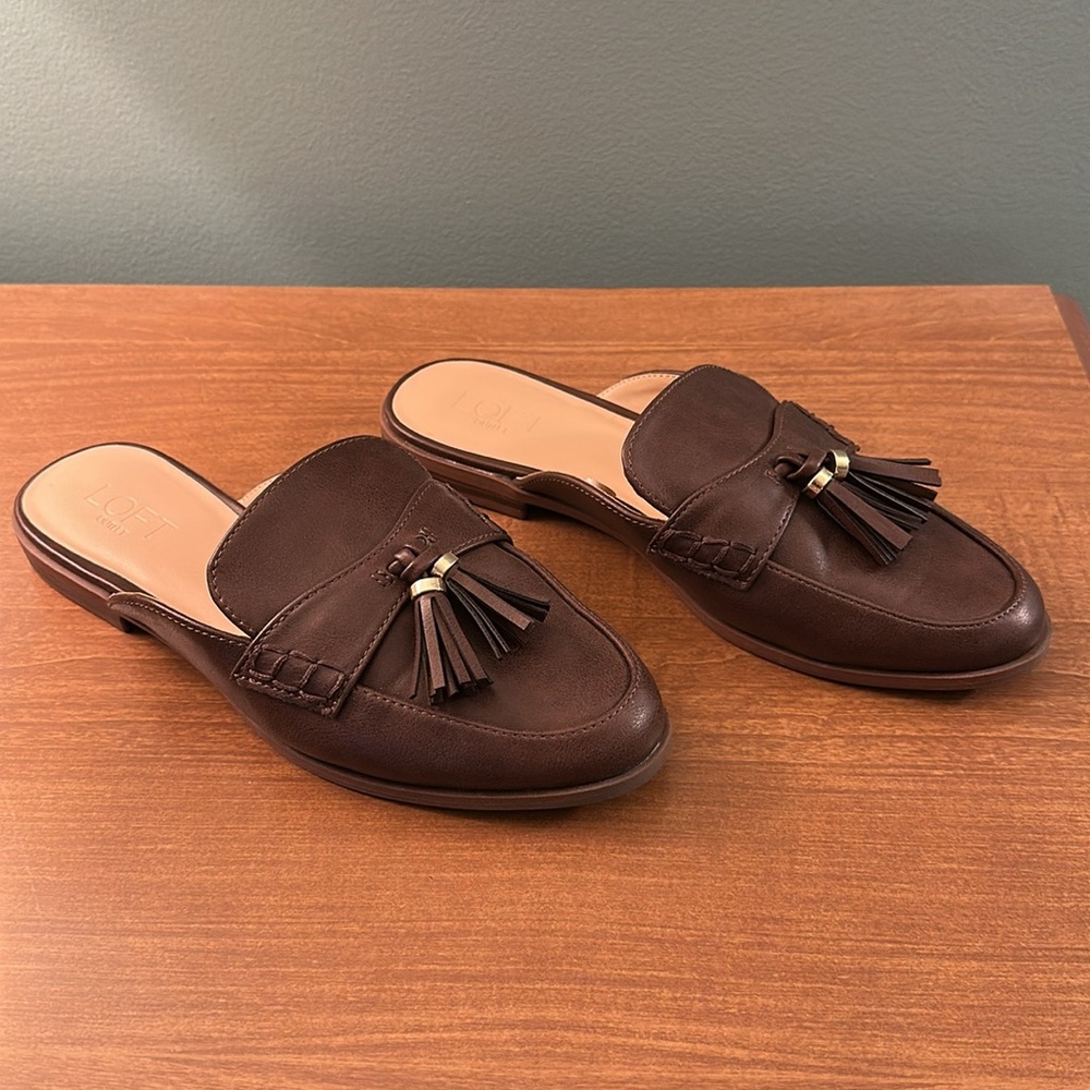LOFT Outlet Slide On Tassel Mules Brown Size 8 - Picture 8 of 8